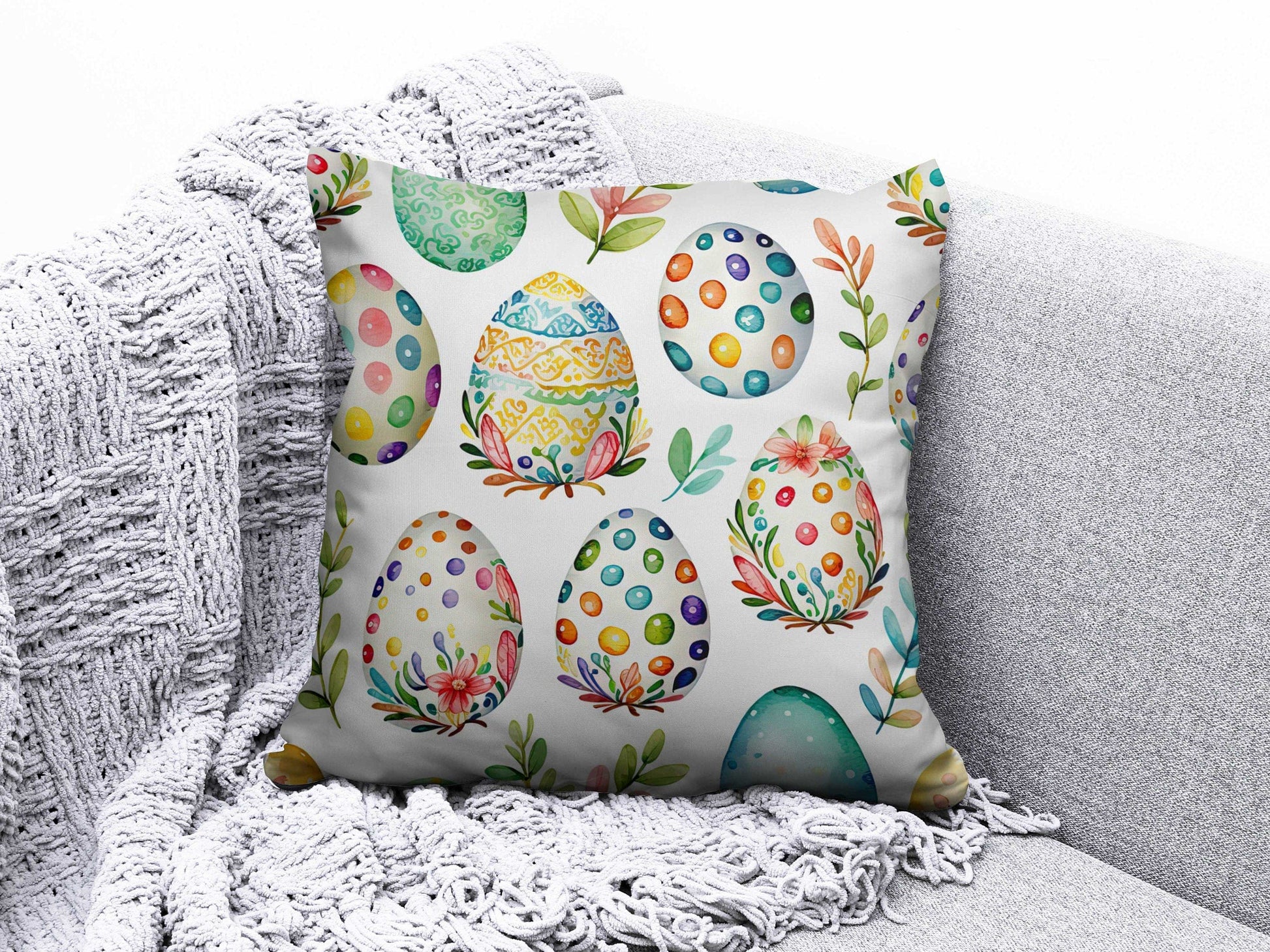 Onay 3 / 12 x 12 inch (30 x 30 cm) Double Side Happy Easter Egg Easter Gifts Easter Cushion Cover