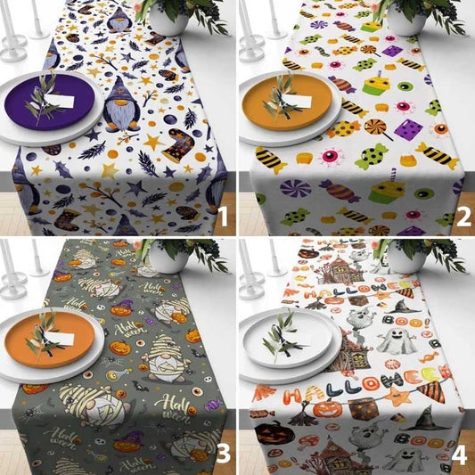 Onay Happy Halloween Colourful Cute Party Table Runner or Tablecloth