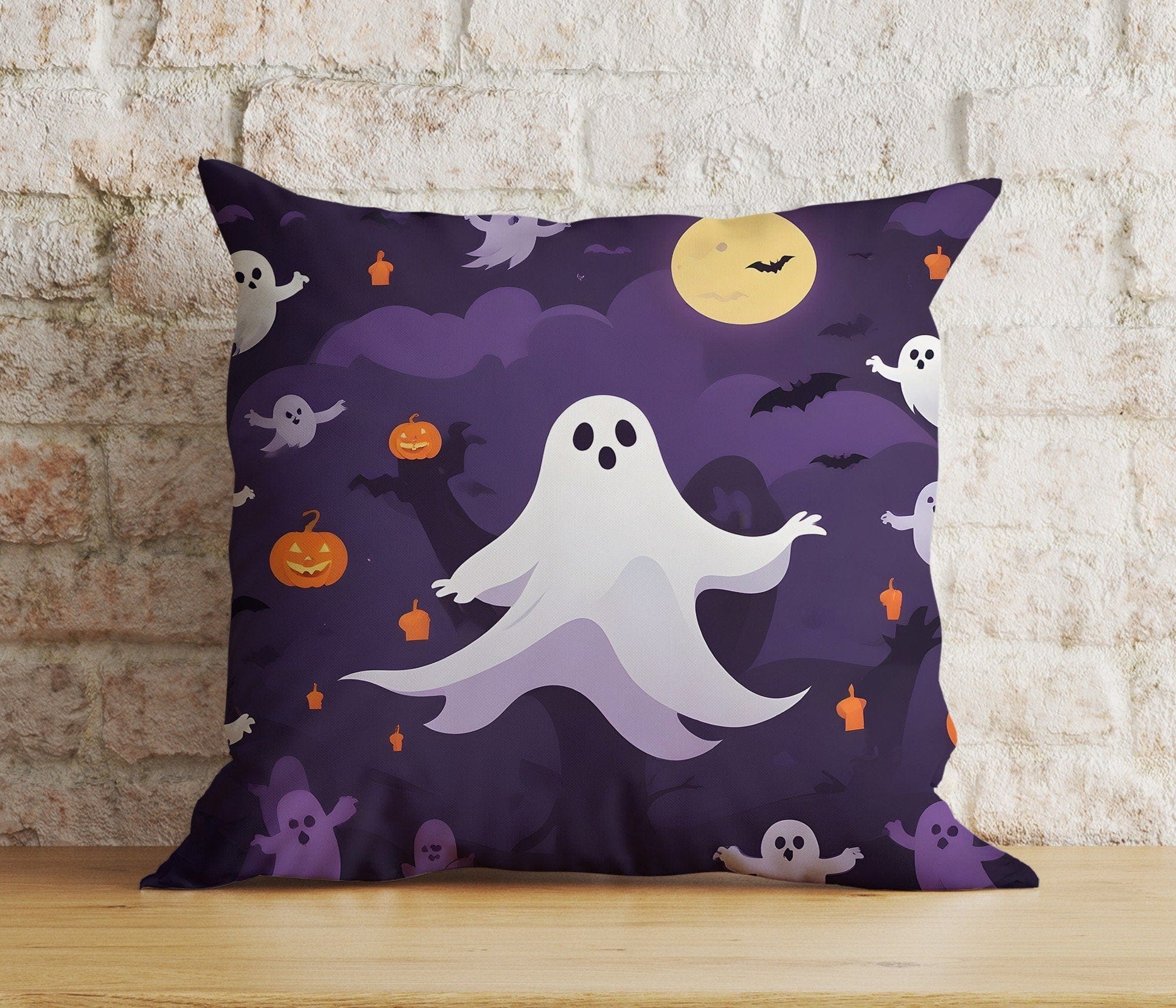 Onay 4 / 12 x 12 inch (30 x 30 cm) Double Side Happy Halloween Ghost Pillow Cover Trick or Treat Cushion Cover