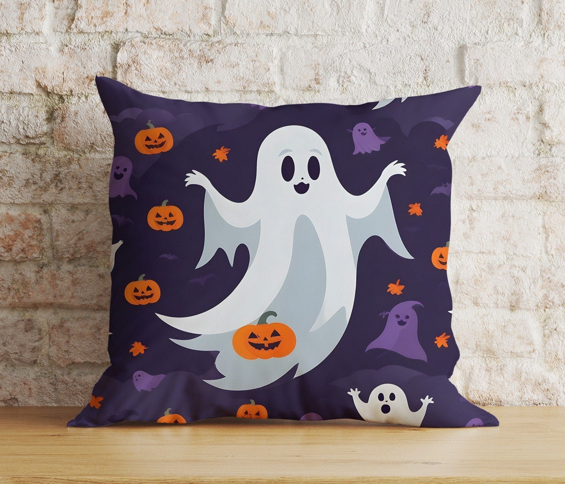 Onay 3 / 12 x 12 inch (30 x 30 cm) Double Side Happy Halloween Ghost Pillow Cover Trick or Treat Cushion Cover