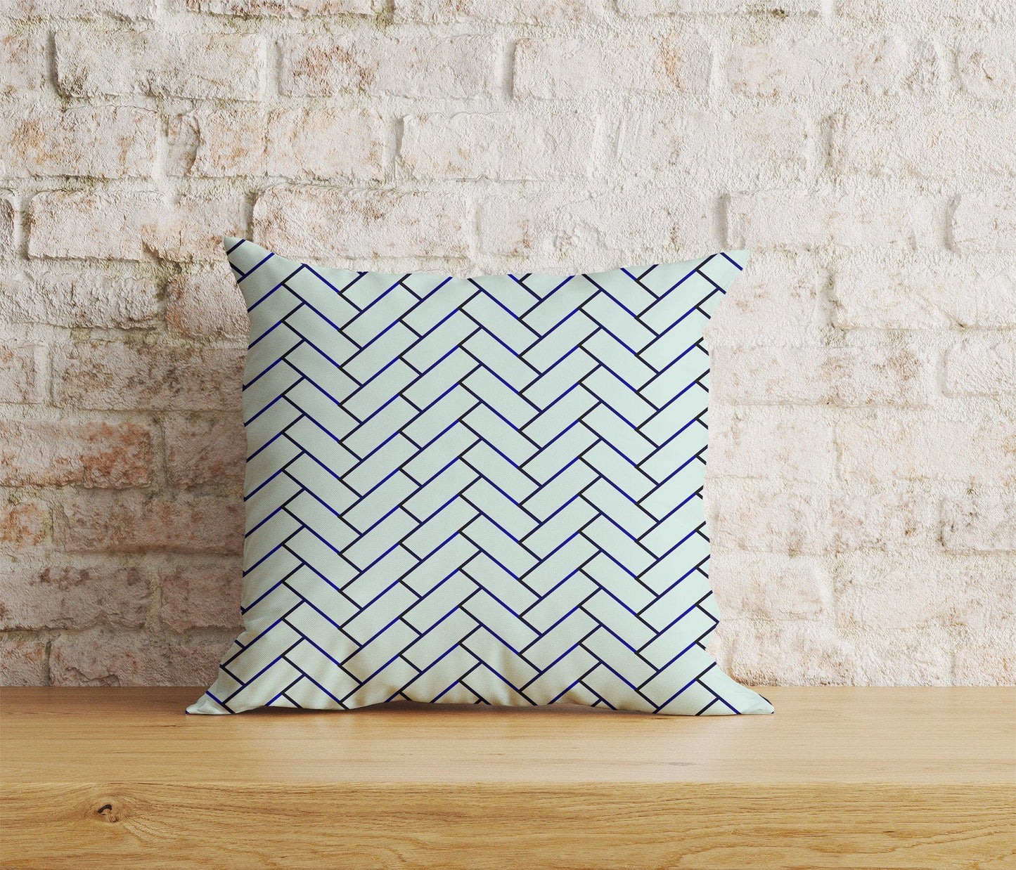 Onay Home Textile Cushion Covers 8 / 12 x 12 inch (30 x 30 cm) Double Side Herringbone Cushion Cover Blue Herringbone Pillowcase