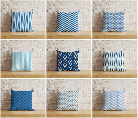 Onay Home Textile Cushion Covers Herringbone Cushion Cover Blue Herringbone Pillowcase