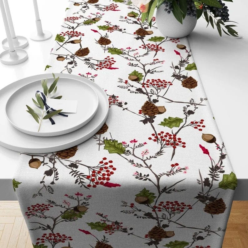 Onay 4 / 12 x 46 inch (30 x 120 cm) Ho Ho Ho Christmas Pine Tree Green & Red Table Runner
