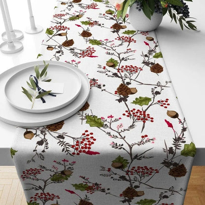 Onay 4 / 12 x 46 inch (30 x 120 cm) Ho Ho Ho Christmas Pine Tree Green & Red Table Runner