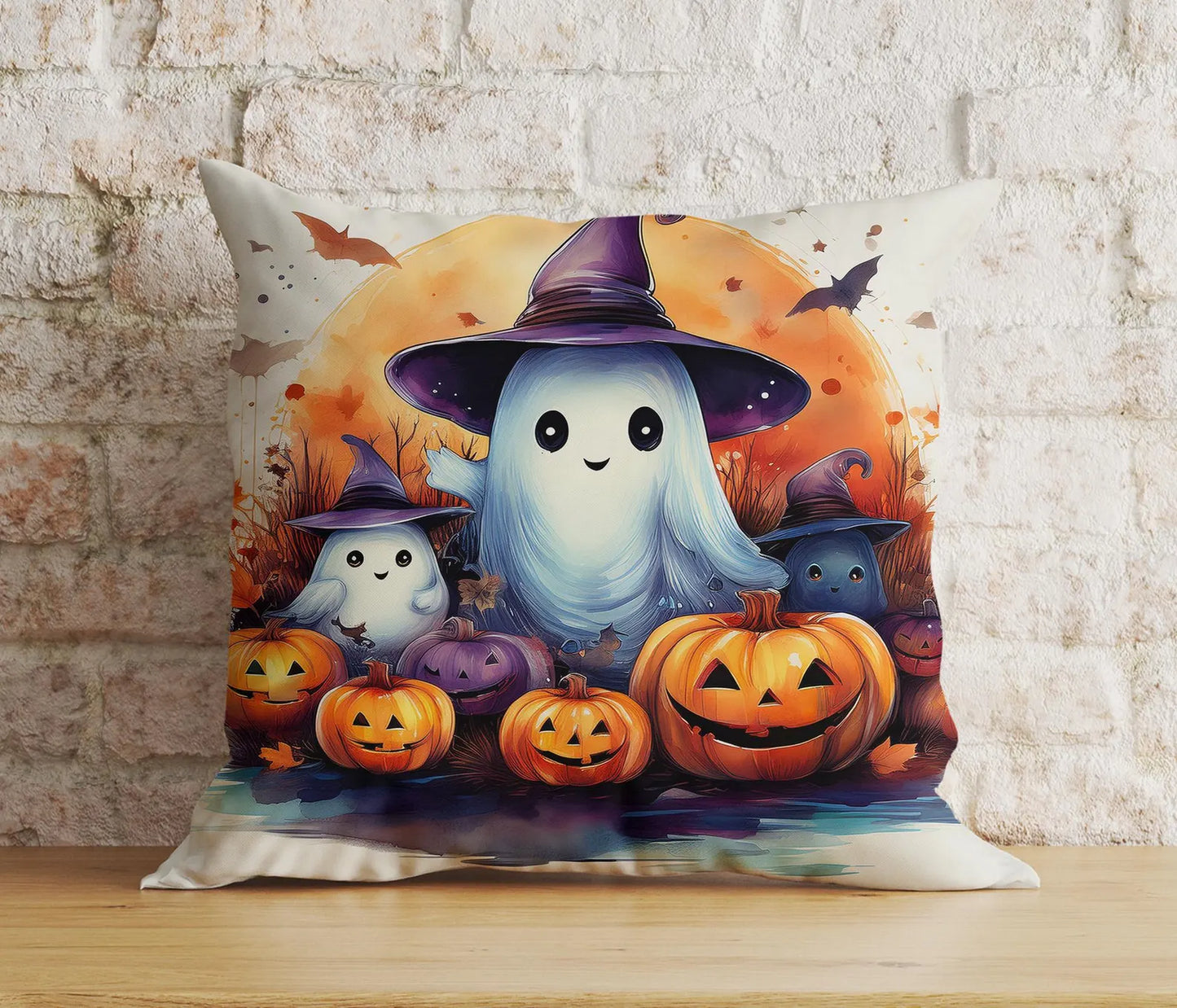 Spooky Halloween Pumpkin Pillow Whimsical Ghost Print Cushion Covers