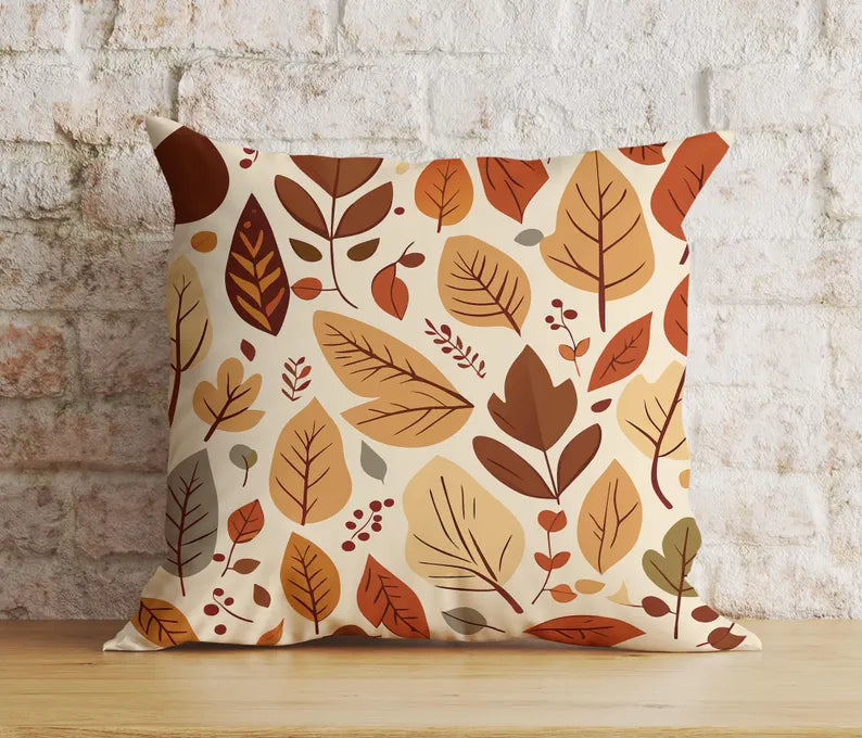 Autumn Rustic Neutral Fall Dry Leaves Fall Cushion Covers