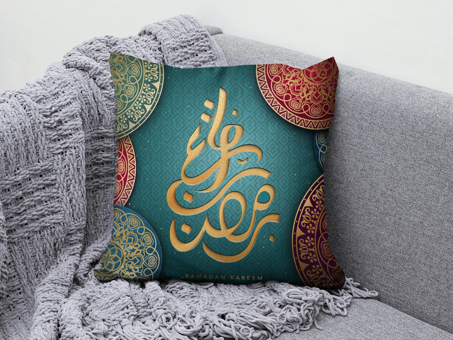 Ramadan Mubarak Muslim Dark Blue Gift Cushion Cover