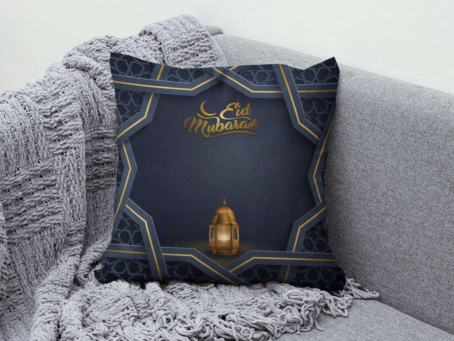 Ramadan Mubarak Muslim Dark Blue Gift Cushion Cover