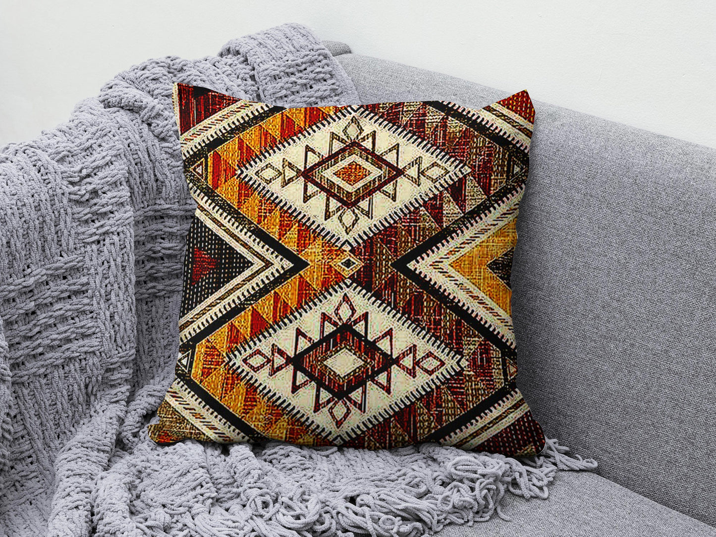 Kilim Rug Design Geometric Authentic Cushion Cover