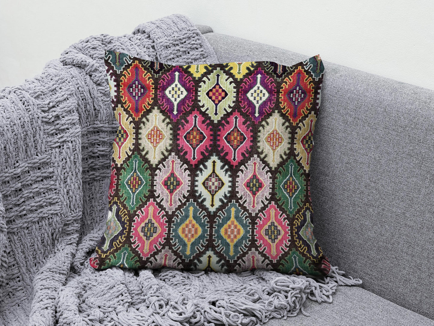 Kilim Rug Design Geometric Authentic Cushion Cover