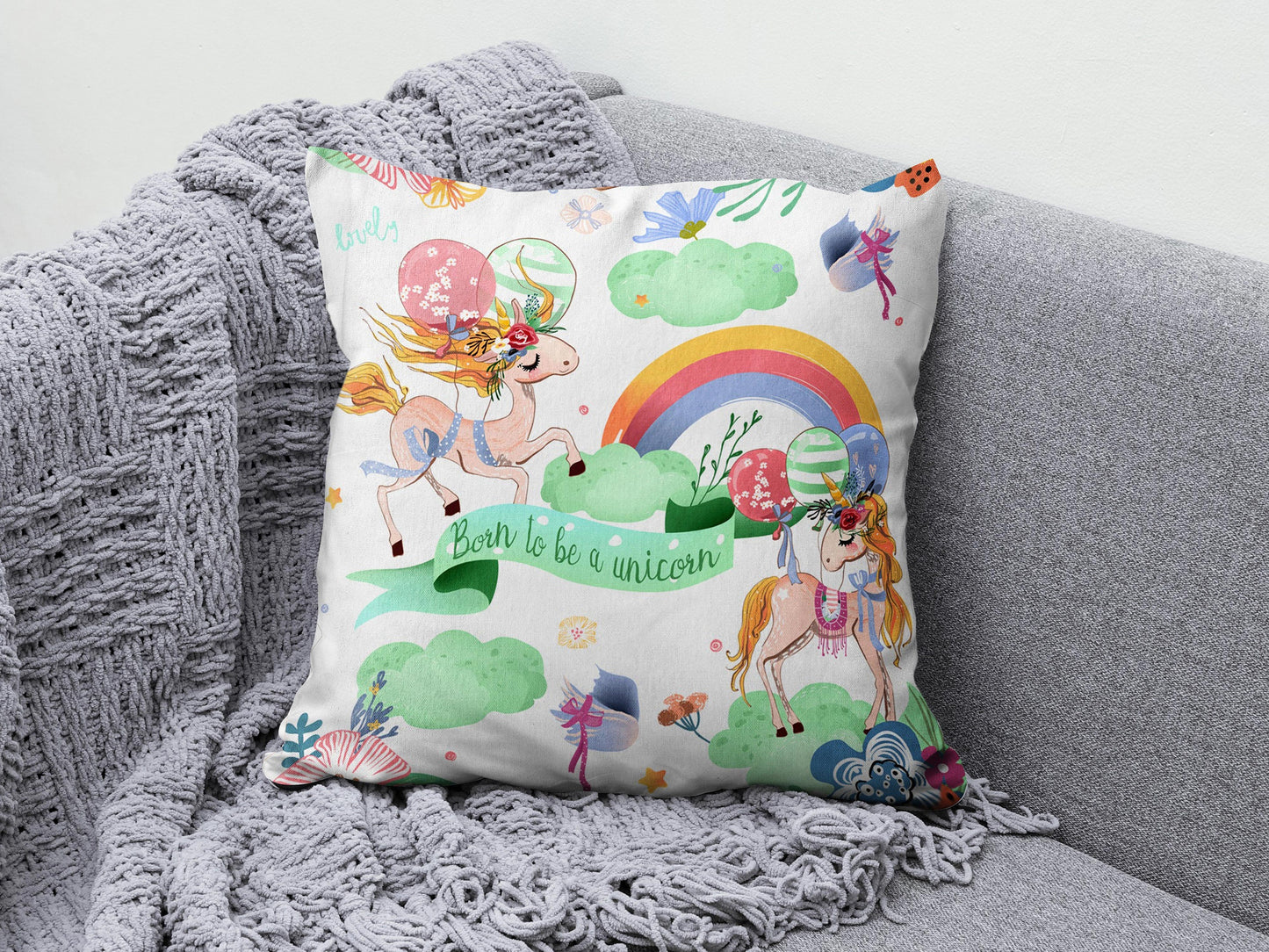 Decorative Unicorn Cushion Cover Kids Room Pillow Cover