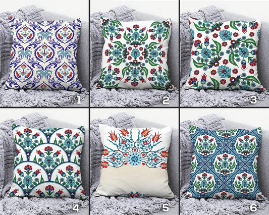 Turkish Tulip Ethnic Motifs Authentic Floral Cushion Cover