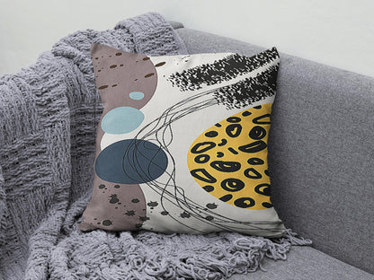 Abstract Art Bohemian Gray and Yellow Cushion Cover UK