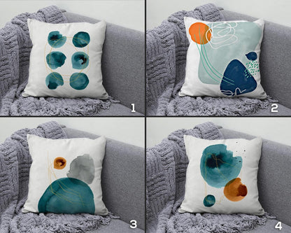 Turquoise Abstract Geometric Decorative Cushion Cover