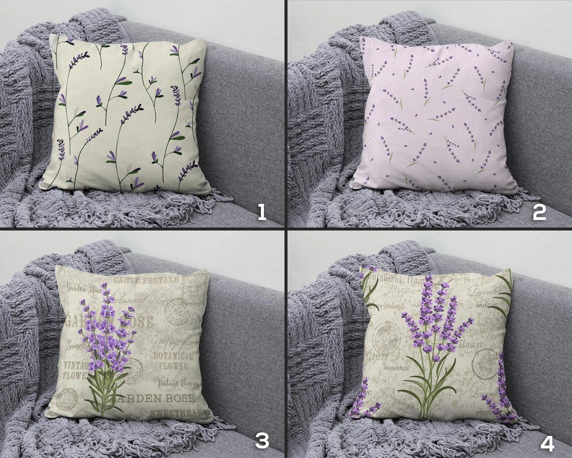 Lavender Plant Flower Accent Lilac & Purple Cushion Cover