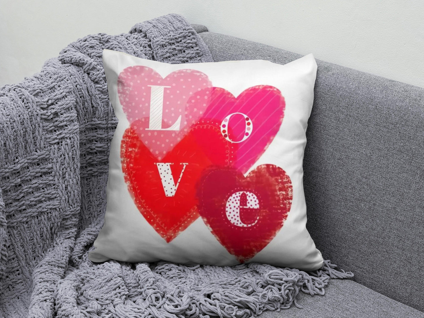 Valentine's Day Heart Pink Living Room Decor Cushion Cover