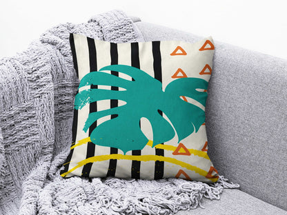 Colourful Minimalist Drawing Cushion Cover Abstract Modern Palm Leaves