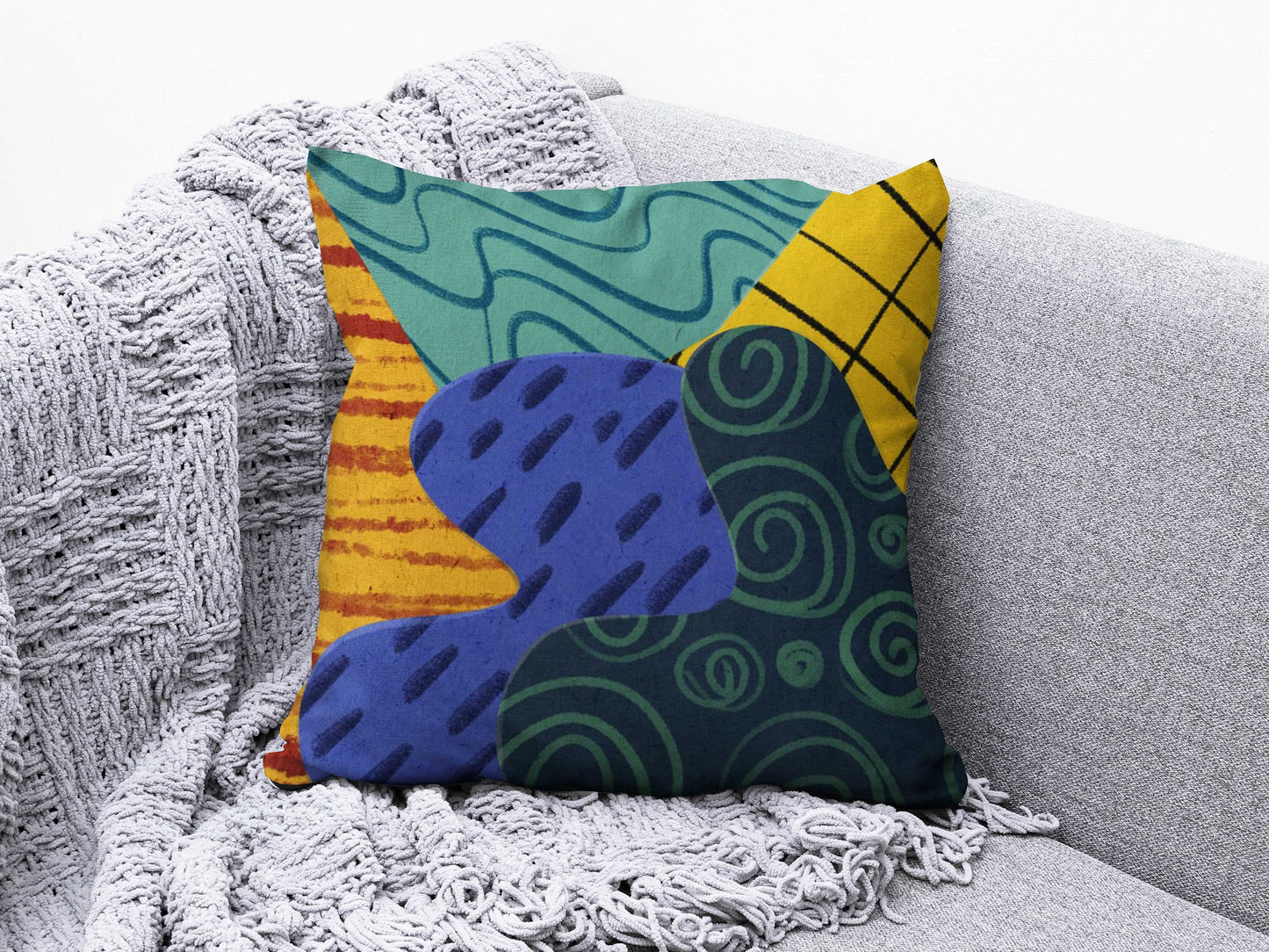 Colourful Minimalist Drawing Cushion Cover Abstract Modern Palm Leaves