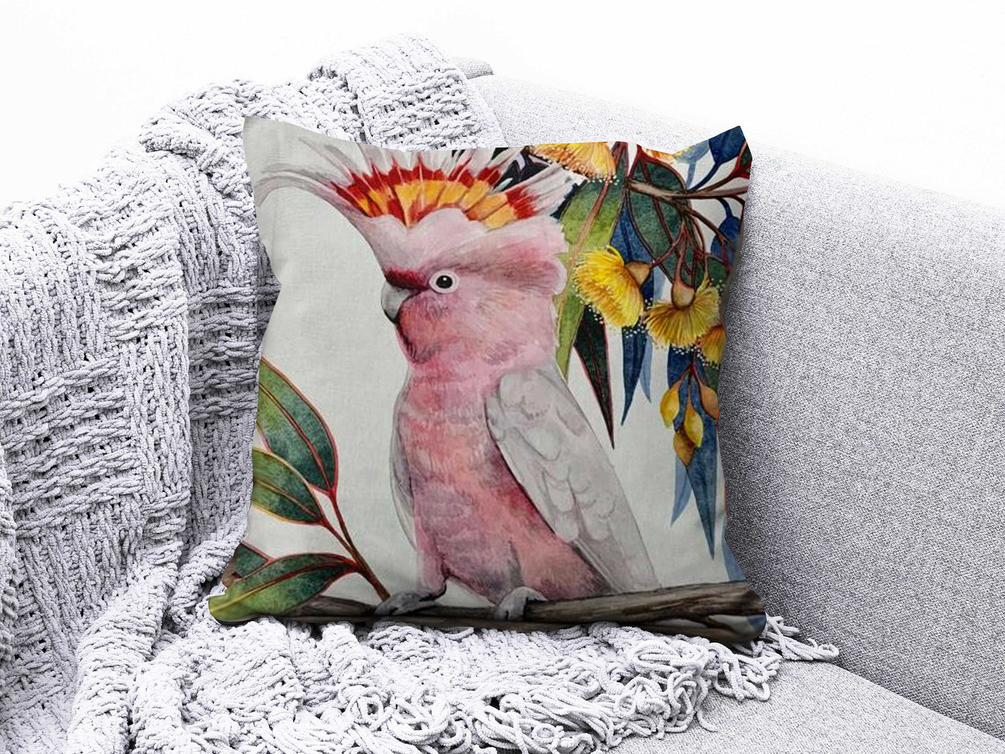 Birds Parrot Cushion Cover Tropical Leaf Design Pillow Cover