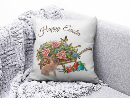 Bunny Inside Wreath Cushion Covers Happy Easter Cushion Case