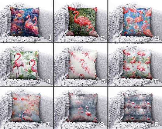 Flamingo Pink Botanical Floral Home Decor Cushion Cover