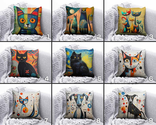 Cat and Dog Cushion Cover Siamese Cat Cartoon Pillow Covers