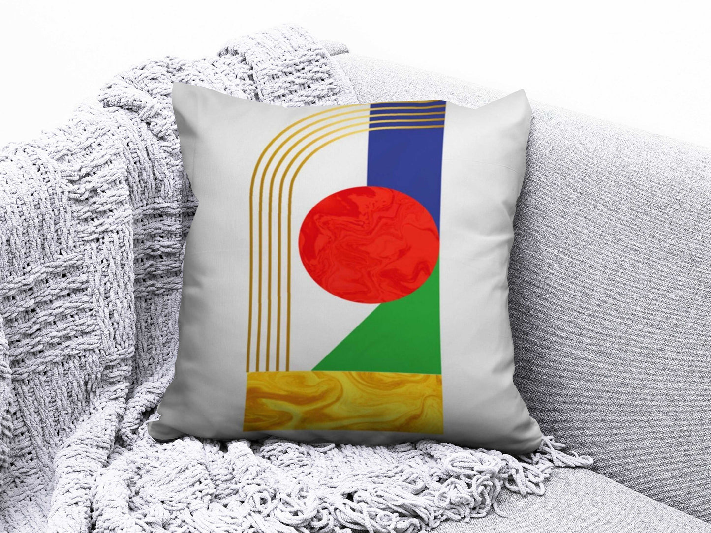 Geometric Circle Abstract Stripes Modern Cushion Cover