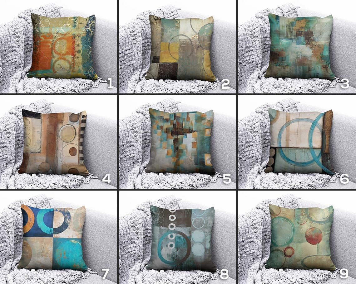 Circle Retro Pattern Cushion Cover Round Shapes Abstract Pillow Cover