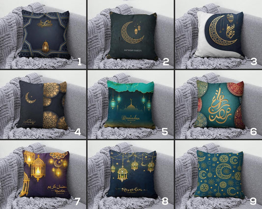 Ramadan Mubarak Muslim Dark Blue Gift Cushion Cover