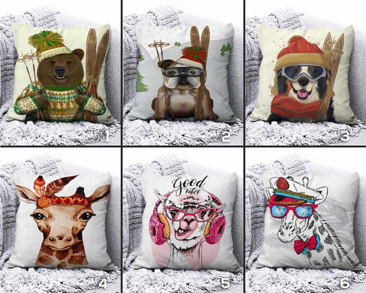 Bear, Dog, Giraffe, Camel Cushion Covers - Animal Pillow Cover