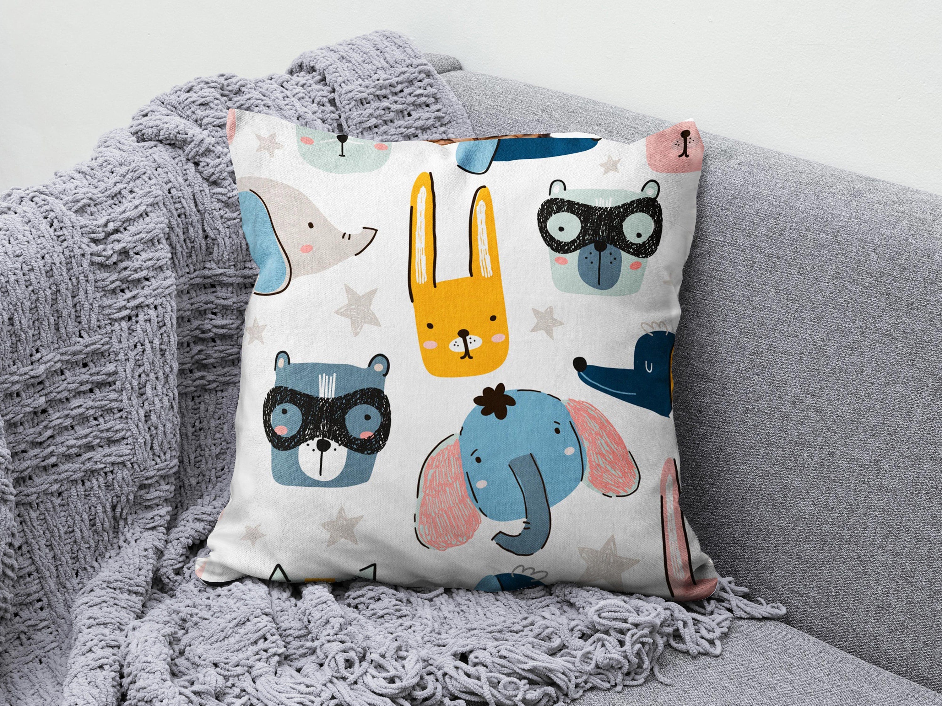 Animal Pattern Kids Cushion Cover Children Room Decor Pillow Onay