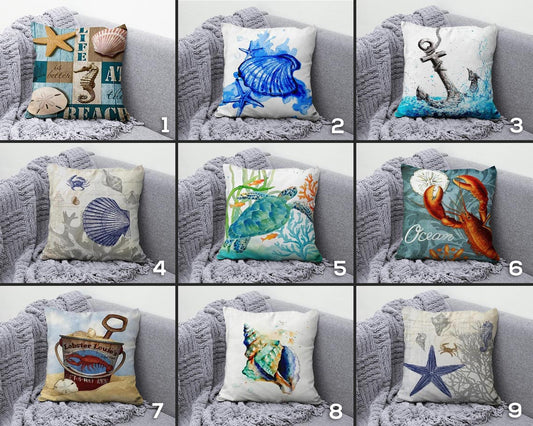 Lobster & Crab Outdoor Starfish and Sea Cushion Cover