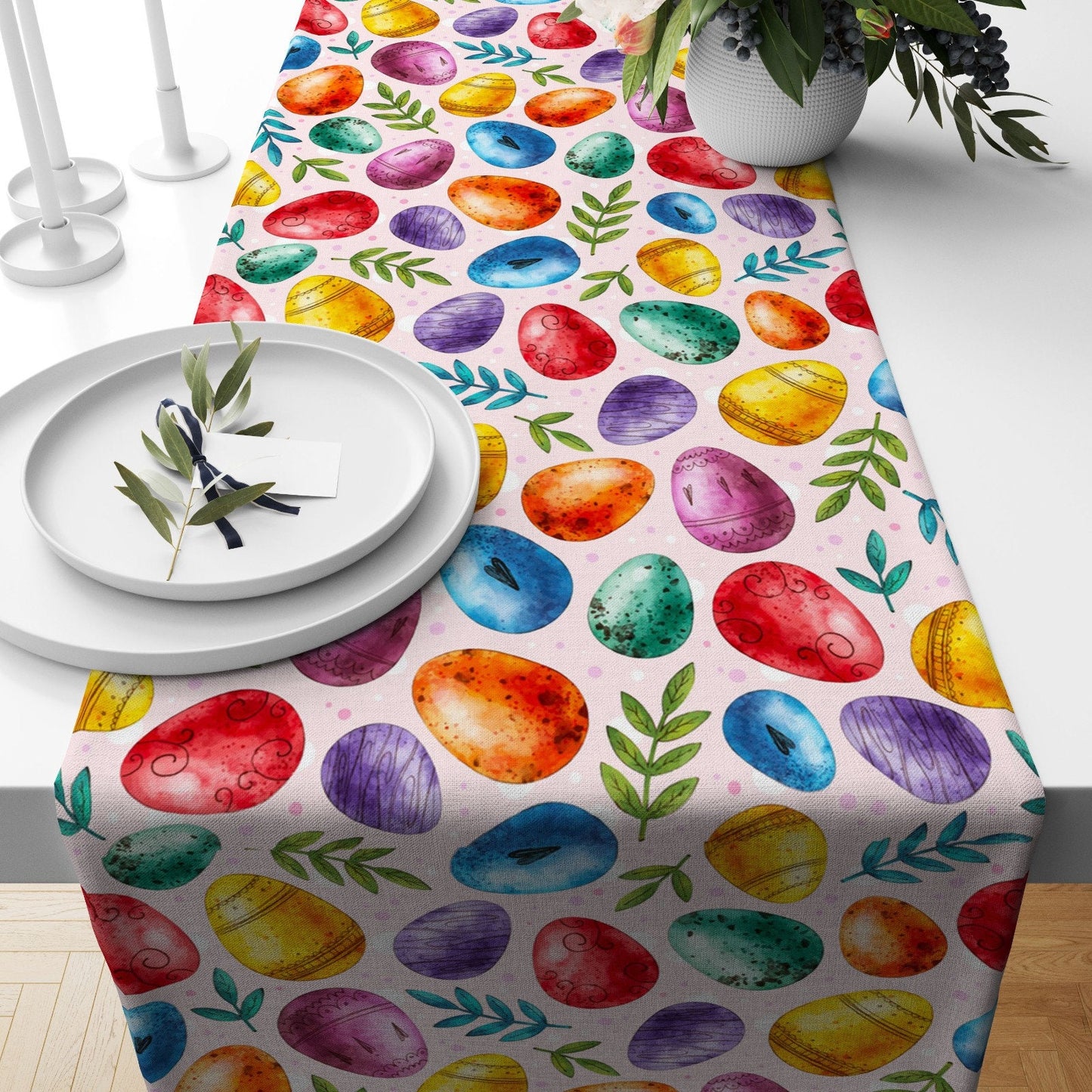 Easter Bunney Easter Egg Colorful Decor Table Runner