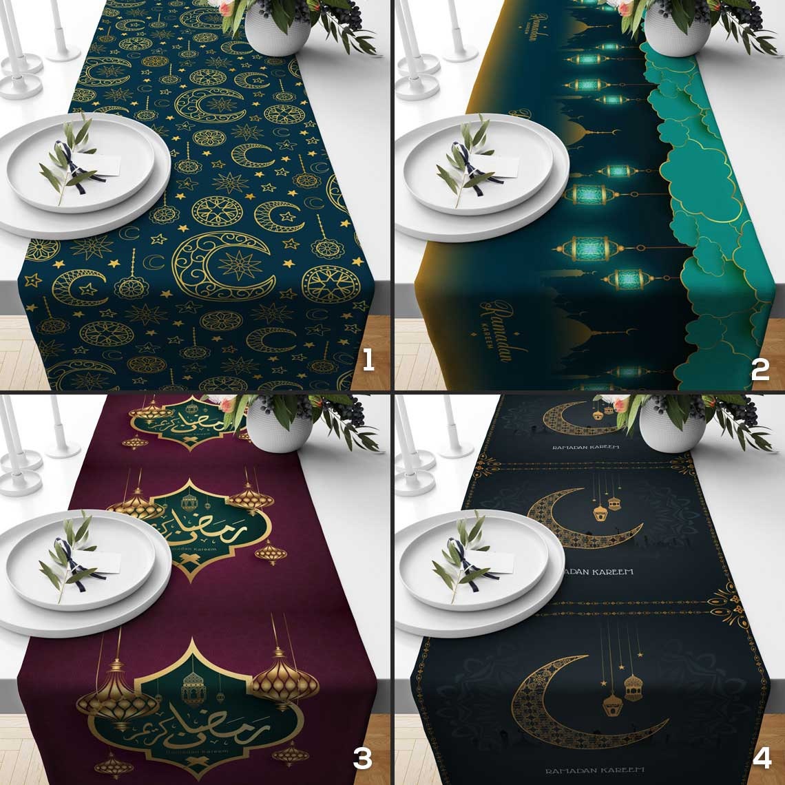 Ramadan Concept Tablecloth Islamic Table Runner Muslim Decor