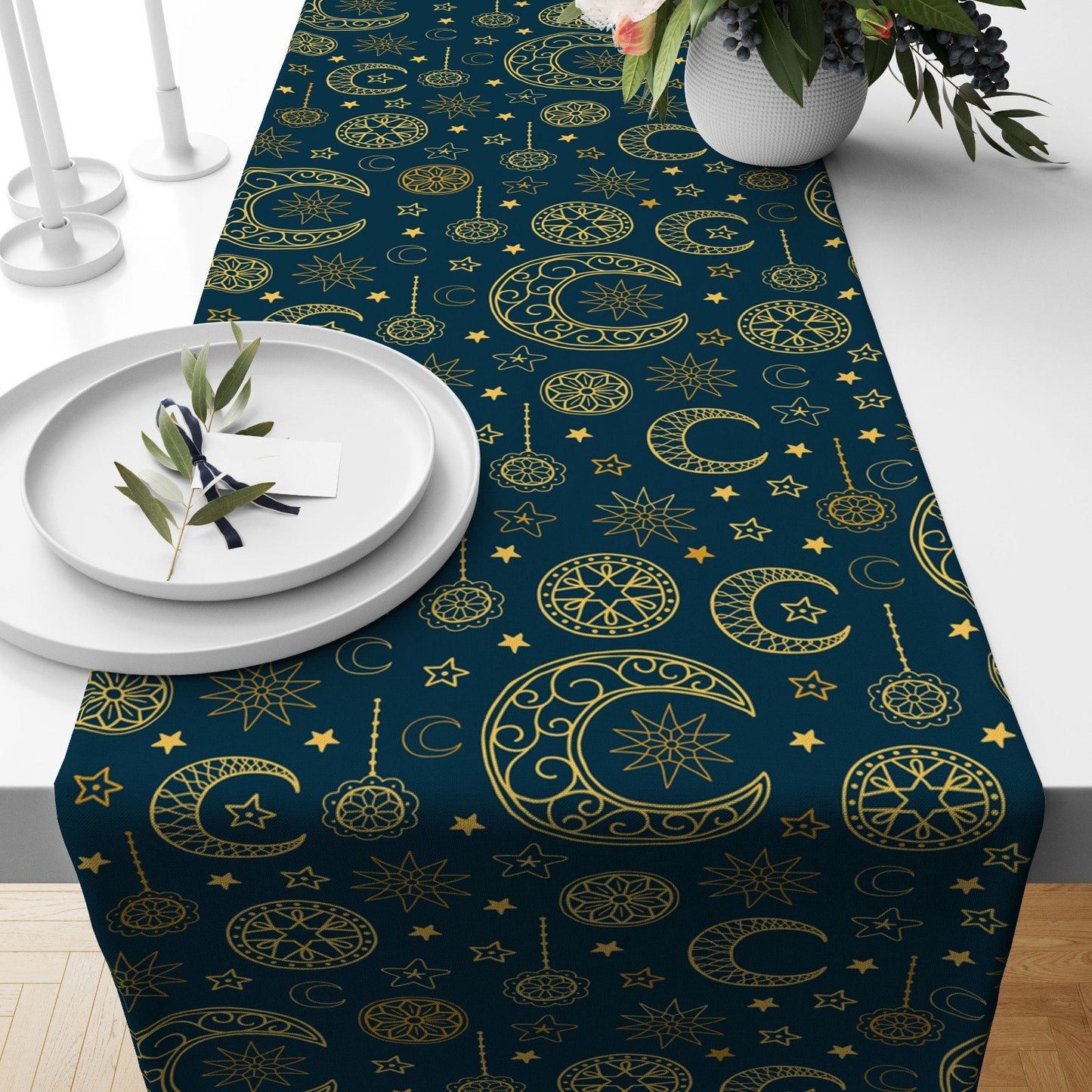 Ramadan Concept Tablecloth Islamic Table Runner Muslim Decor