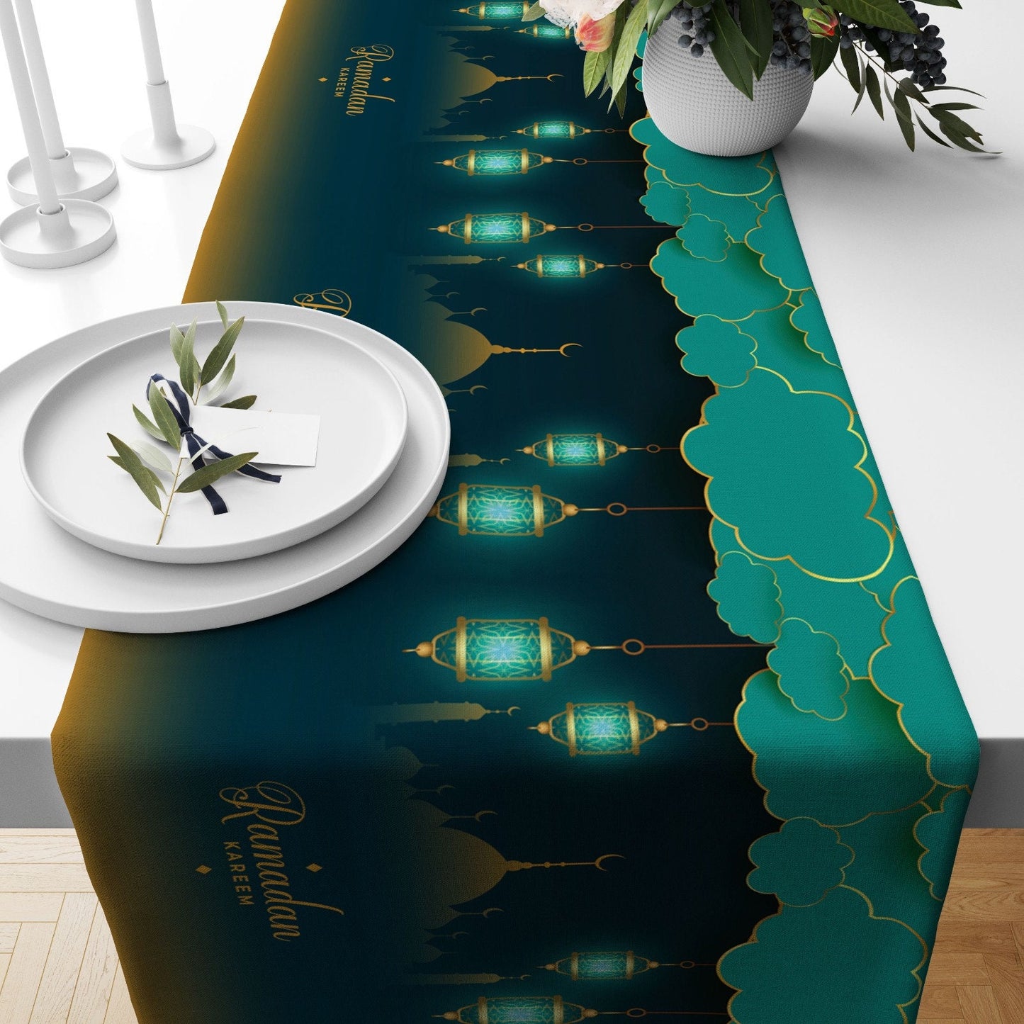 Islamic Table Runner Religious Table Centerpiece Ramadan