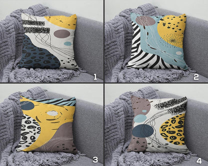 Abstract Art Bohemian Gray and Yellow Cushion Cover UK