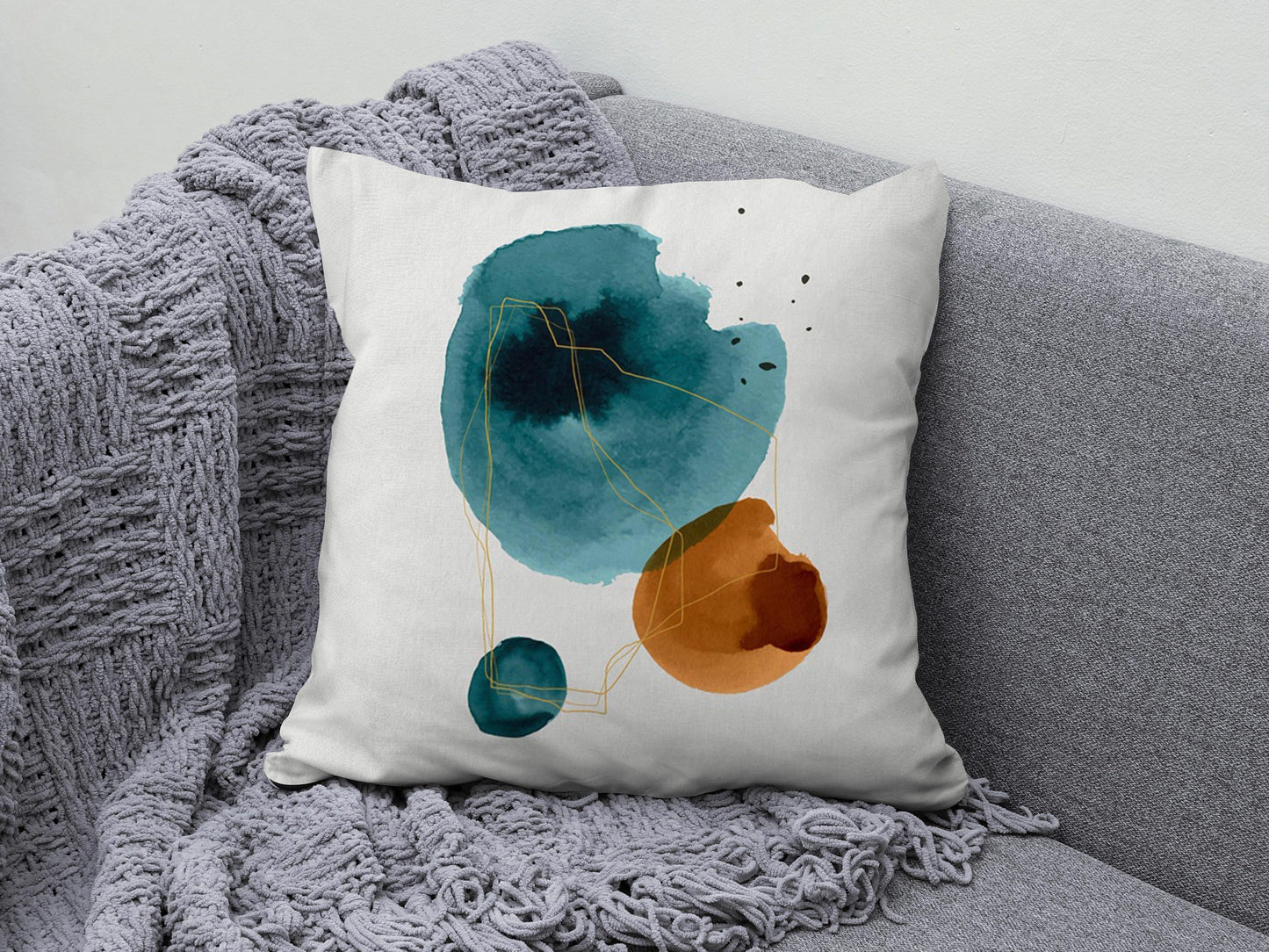 Turquoise Abstract Geometric Decorative Cushion Cover