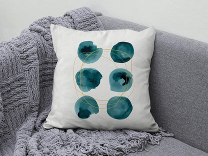 Turquoise Abstract Geometric Decorative Cushion Cover