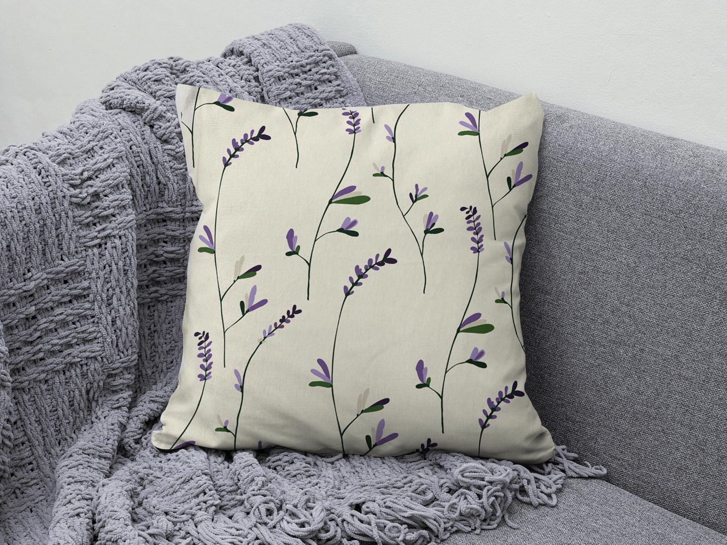 Lavender Plant Flower Accent Lilac & Purple Cushion Cover