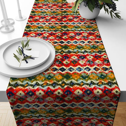 Ethnic Table Runner Yellow Tribal Vivid Aztec Tablecloth