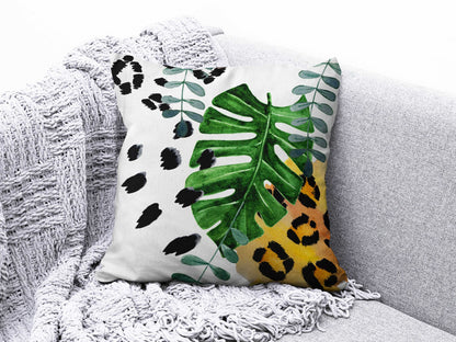 Potherb Palm Leaves Print Spring Decoration Cushion Cover