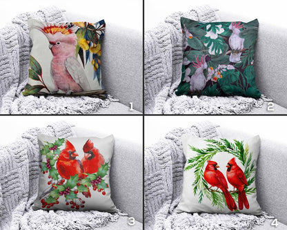 Birds Parrot Cushion Cover Tropical Leaf Design Pillow Cover