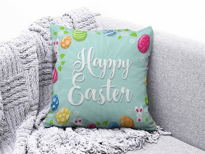 Bunny Inside Wreath Cushion Covers Happy Easter Cushion Case