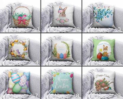 Bunny Inside Wreath Cushion Covers Happy Easter Cushion Case