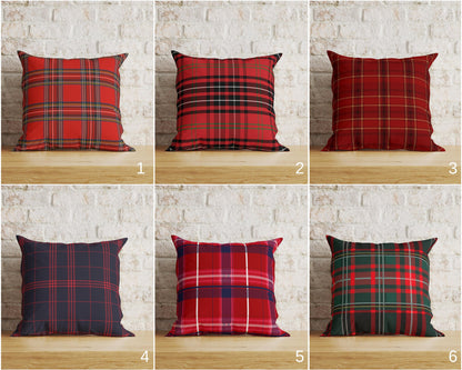 Red Checkered Plaid Cushion Covers UK Tartan Pillow Covers