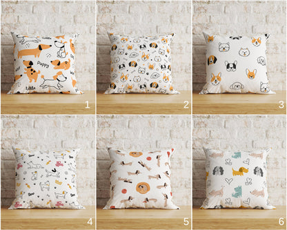 Dog Pattern Cushion Cover Texture With Dog Faces