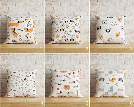 Dog Pattern Cushion Cover Texture With Dog Faces