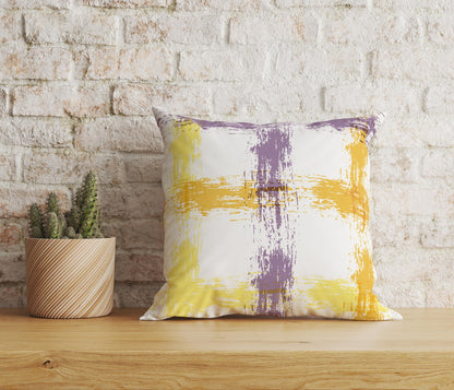 Abstract Paint Effect Cushion Cover Plaid Cushion Cover