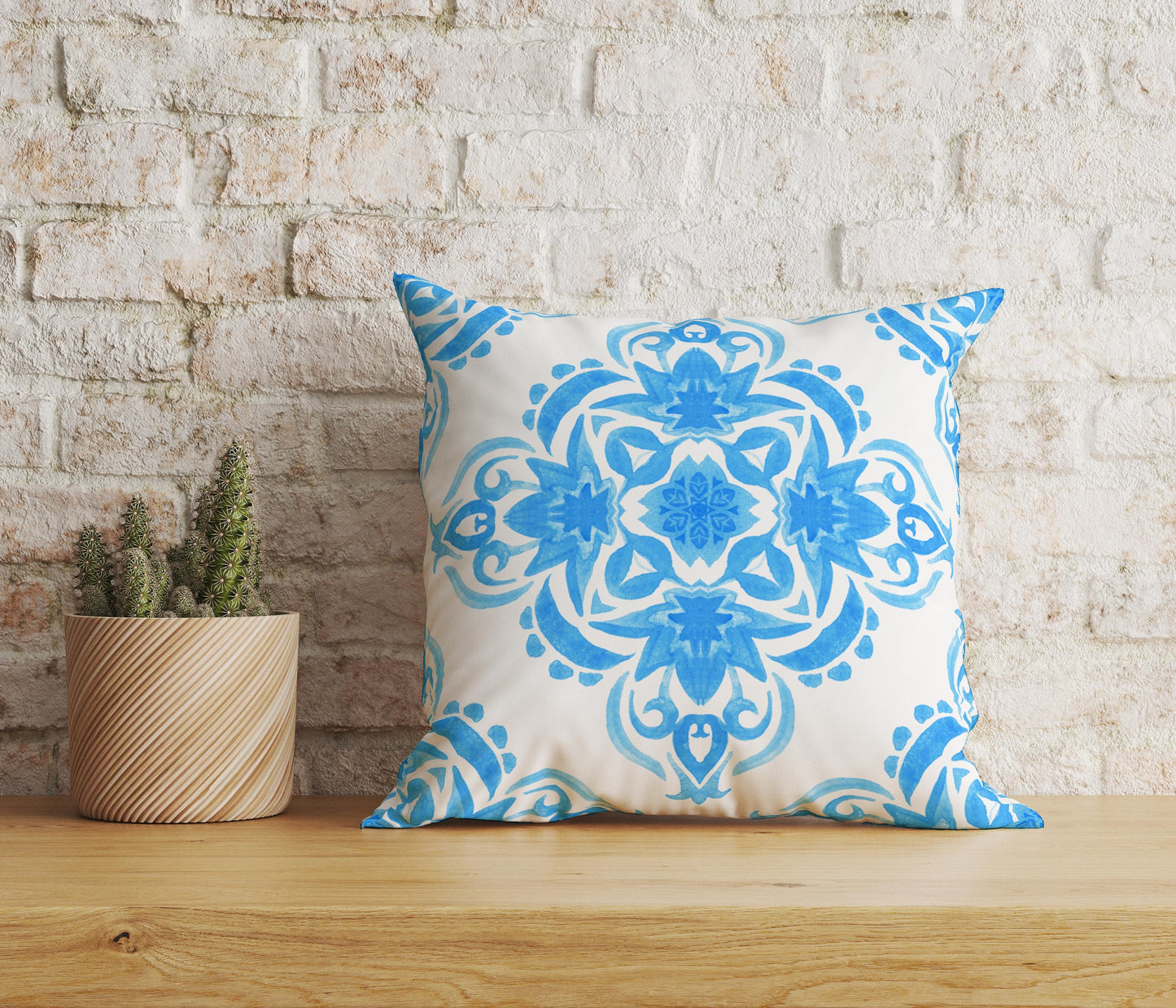 Abstract Damask Flower Ornamental Watercolor Cushion Covers